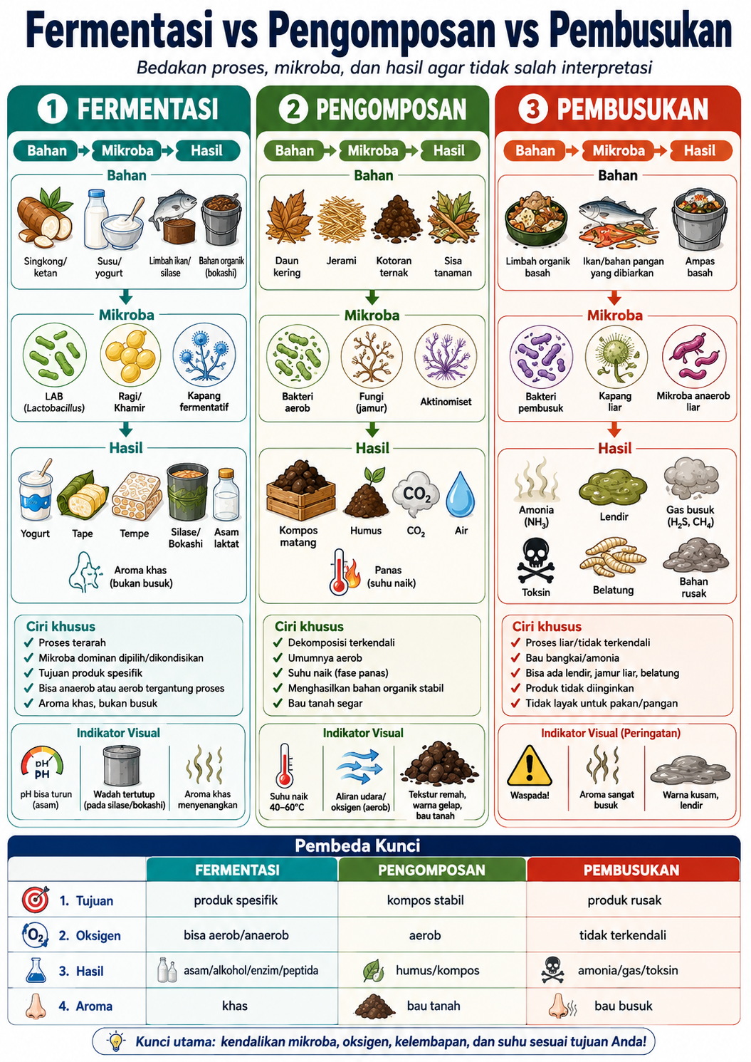 Fermentasi, pengemposan, dan pembusukan