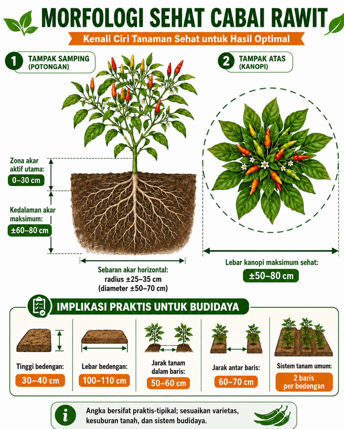 Morphologi cabai rawit sehat
